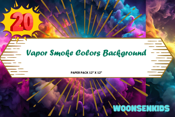 Beautiful Vapor Smoke Colors Background Watercolor PNG KDP Digital Paper
