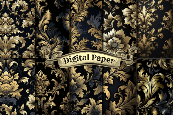 Black and Gold Damask Digital Paper: Where Elegance Meets Practical Design
