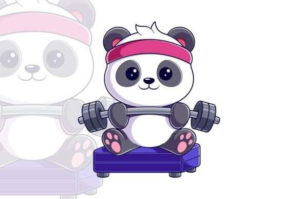 Cute Panda is Working out Gym