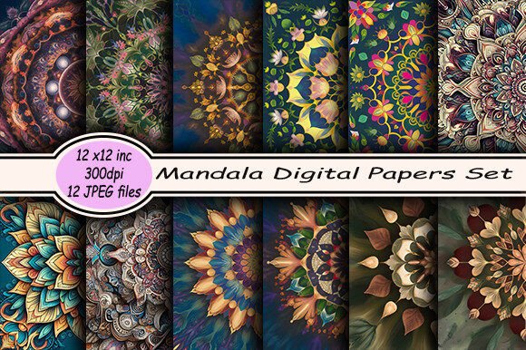 Explore Mandala Digital Papers Set-1
