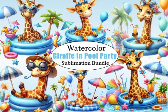 Funny Giraffe in Pool Party Clipart: Unexpected Ways to Use This Playful Design