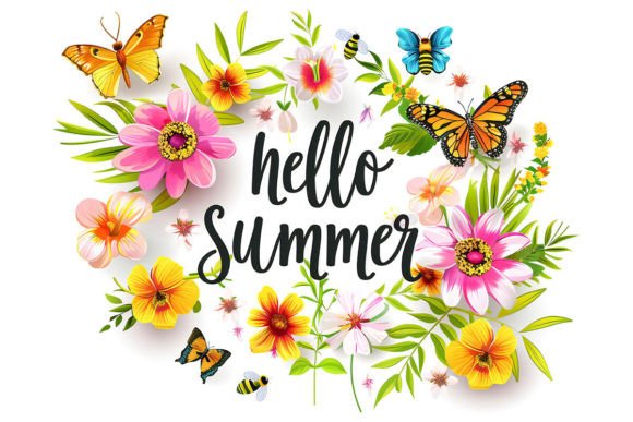 Hello Summer Text Lettering