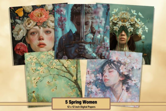 Spring Floral Woman Digital Paper Pack 1: A Versatile Tool for Creative Projects